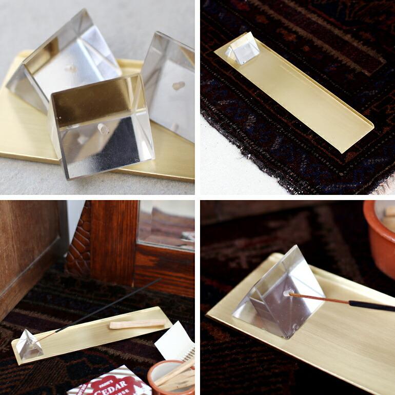 お香立て ガラス おしゃれ プエブコ PUEBCO PRISM INCENSE HOLDER WITH BRASS TRAY(お香立て&トレイ) | PUEBCO | 03