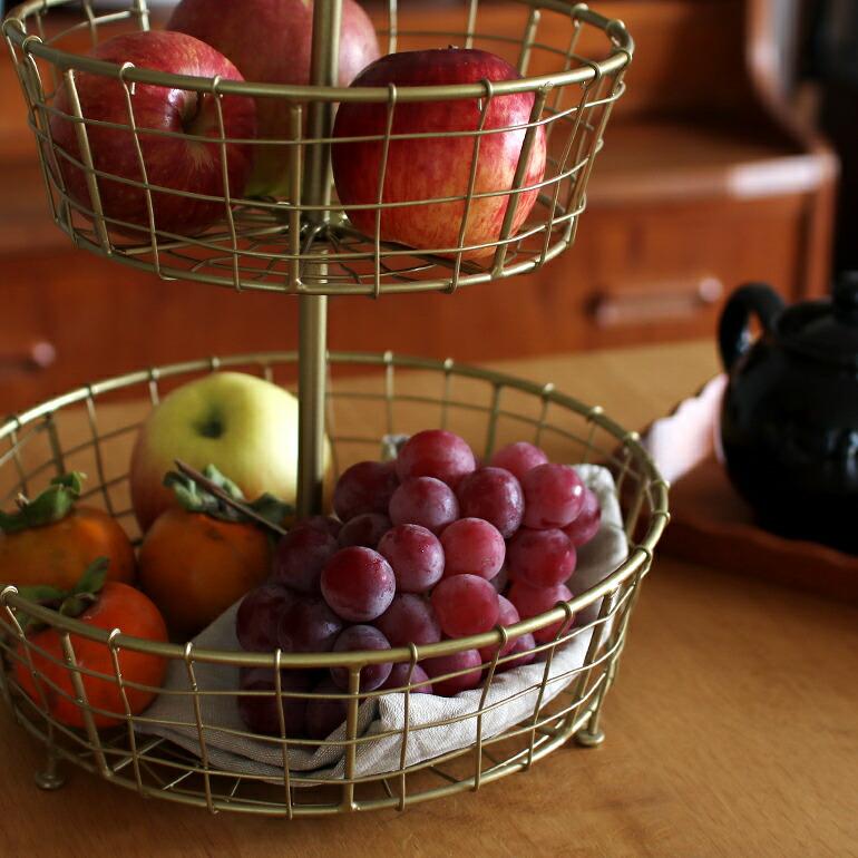 ラウンド型ゴールドワイヤーバスケット2レイヤー | ブランド登録なし | 02