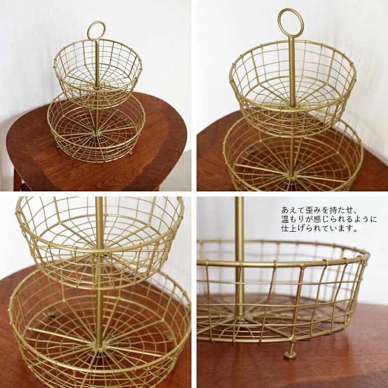 ラウンド型ゴールドワイヤーバスケット2レイヤー | ブランド登録なし | 03