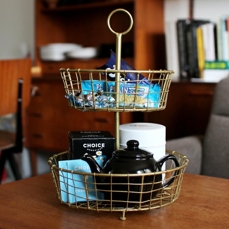 ラウンド型ゴールドワイヤーバスケット2レイヤー | ブランド登録なし | 04