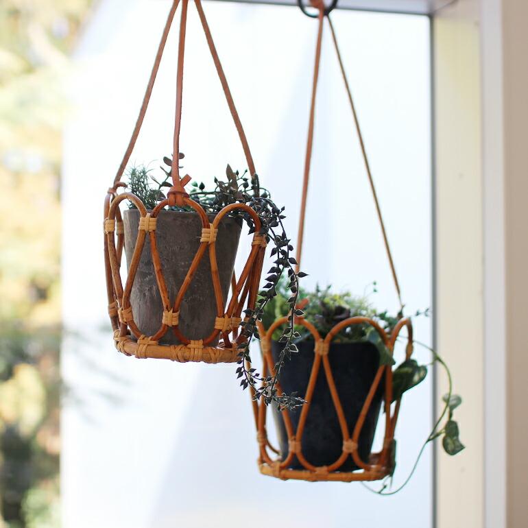 プランターカバー 吊り下げ鉢 5号鉢 ラタン 籐 観葉植物 ガーデニング ナチュラル JUGLAS ユグラ ハンギングポット Lサイズ | ブランド登録なし | 02