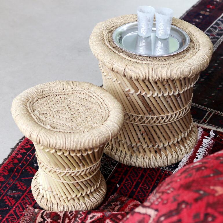 スツール 民芸 おしゃれ ジュート 葦 リードスツール REED STOOL 大小 2個セット | ブランド登録なし | 02