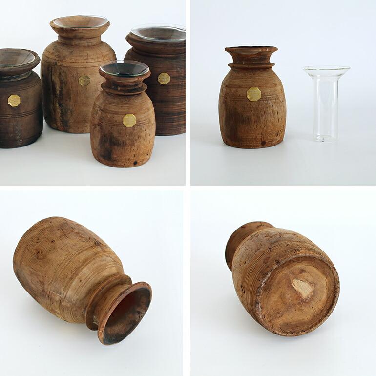 フラワーベース 花瓶 木製 ヴィンテージ PUEBCO プエブコ VINTAGE WOODEN POT W/GLASS CYLINDER｜cdcstores｜04