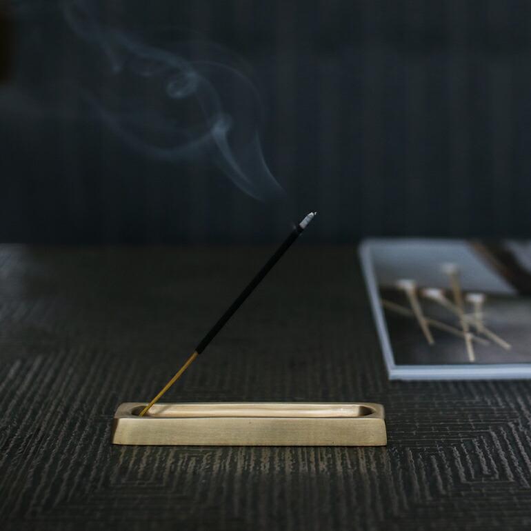 お香立て おしゃれ インセンスホルダー 真鍮 ゴールド コンパクト fog フォグ ブラスインセンスホルダー 長方形 | fog linen work | 02