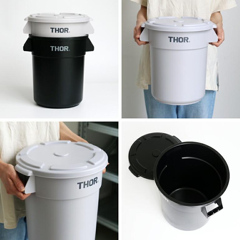 THOR（ソー） コンテナ ラウンド バケツ ゴミ箱 フタ付き 収納