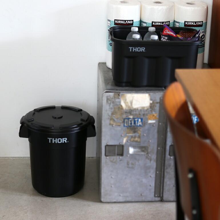 コンテナ ラウンド バケツ ゴミ箱 フタ付き 収納  アウトドア グレー ブラック おしゃれ 12L ソー THOR Round Container & Lid DC 12L | THOR | 07