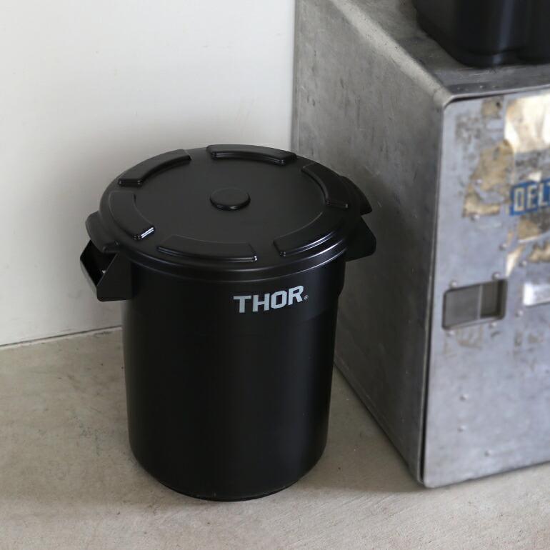 コンテナ ラウンド バケツ ゴミ箱 フタ付き 収納  アウトドア グレー ブラック おしゃれ 12L ソー THOR Round Container & Lid DC 12L | THOR | 08