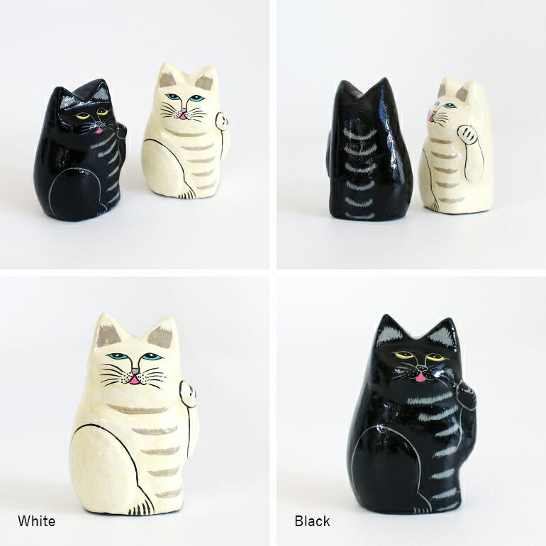 amabro（アマブロ） 招き猫 おしゃれ 黒 白 ハンドペイント インド 紙