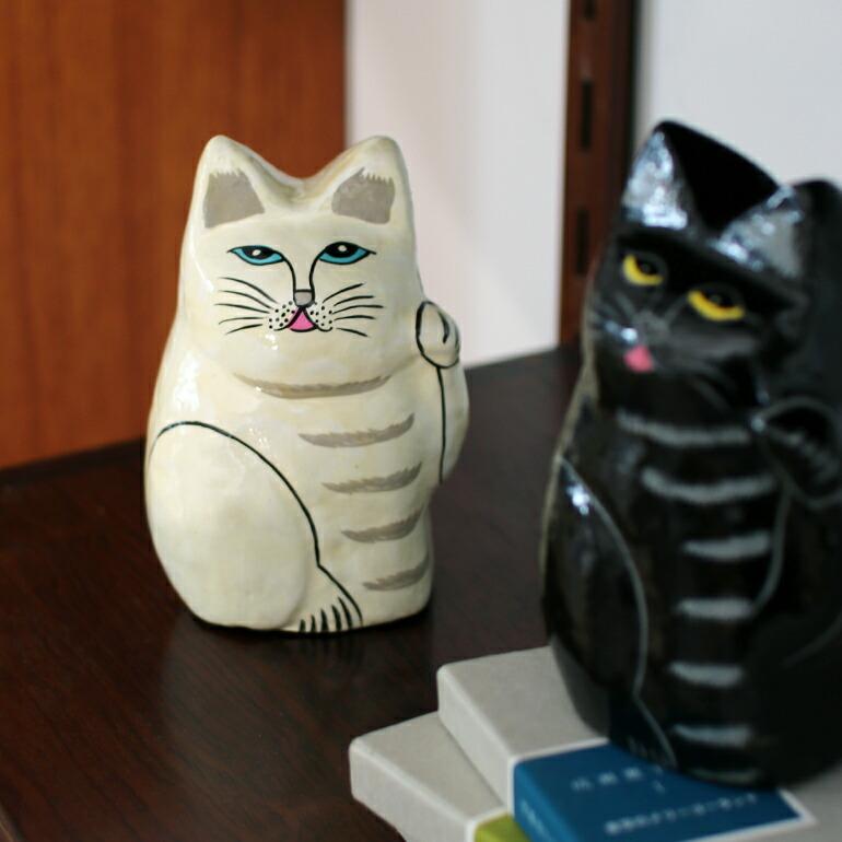 amabro（アマブロ） 招き猫 おしゃれ 黒 白 ハンドペイント インド 紙