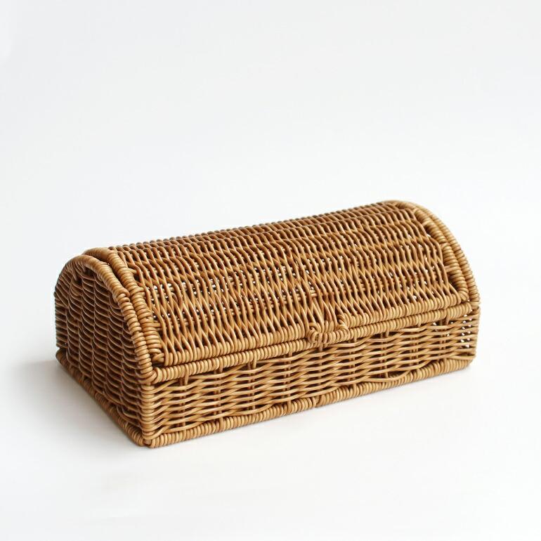 バスケット 蓋付き かご 浅型 樹脂製 ラタン 水に強い ハンドメイド ユティル ナイール ふた付ローバスケット | UTILE