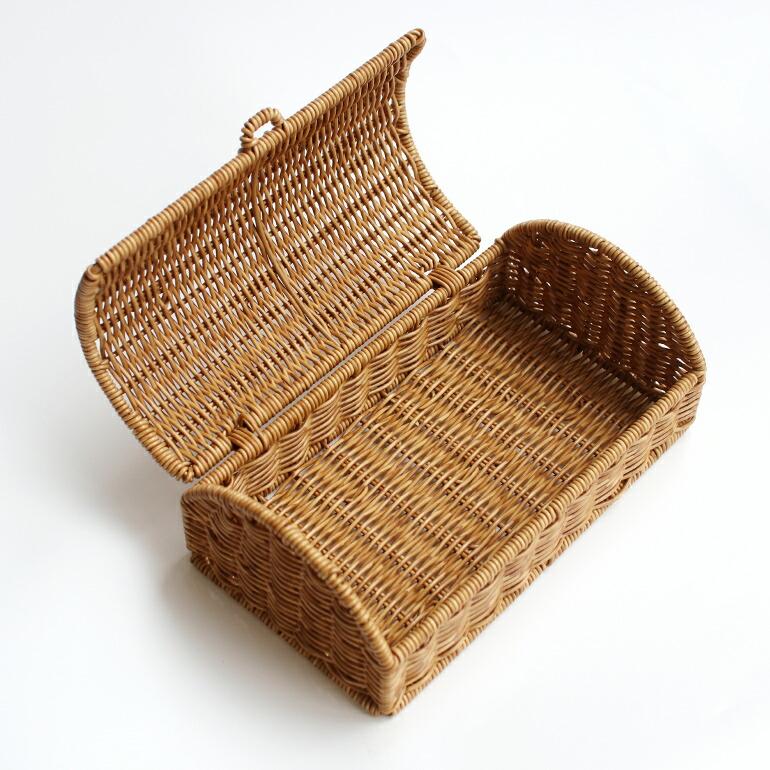 バスケット 蓋付き かご 浅型 樹脂製 ラタン 水に強い ハンドメイド ユティル ナイール ふた付ローバスケット | UTILE | 04