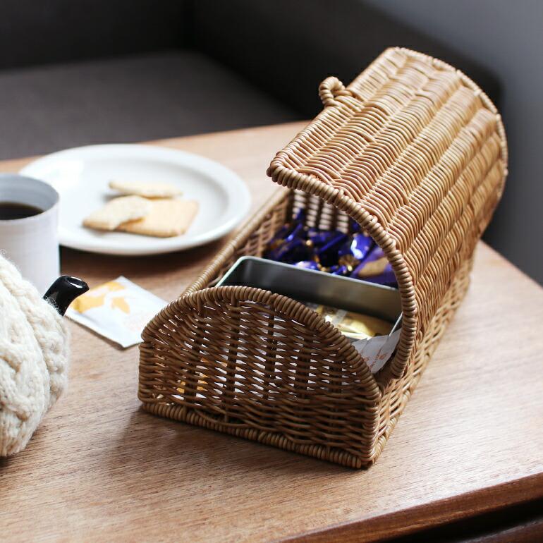 バスケット 蓋付き かご 浅型 樹脂製 ラタン 水に強い ハンドメイド ユティル ナイール ふた付ローバスケット | UTILE | 05