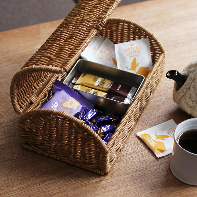 バスケット 蓋付き かご 浅型 樹脂製 ラタン 水に強い ハンドメイド ユティル ナイール ふた付ローバスケット | UTILE | 06