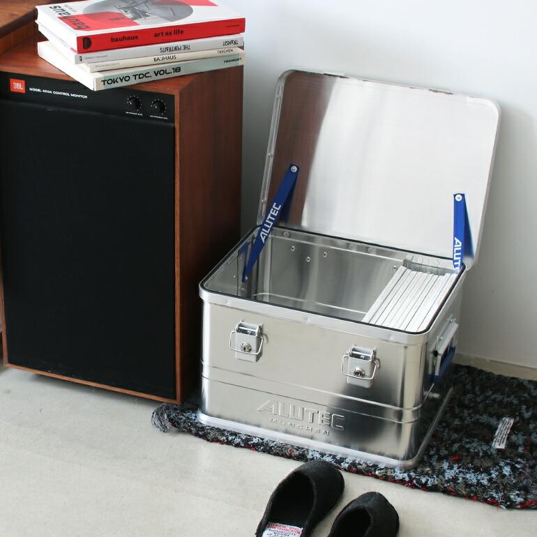 アルミコンテナ 収納 ボックス 30L フタ 持ち手 スタッキング