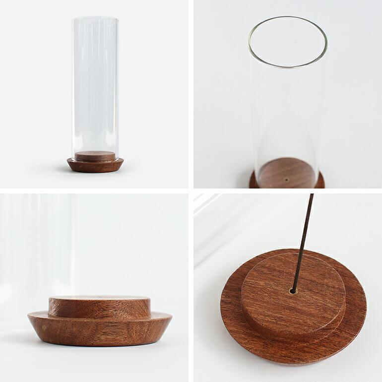 お香立て インセンスホルダー インセンススタンド 灰が飛ばない ガラスカバー付き アカシアの香立て 木製 シンプル おしゃれ | ブランド登録なし | 02