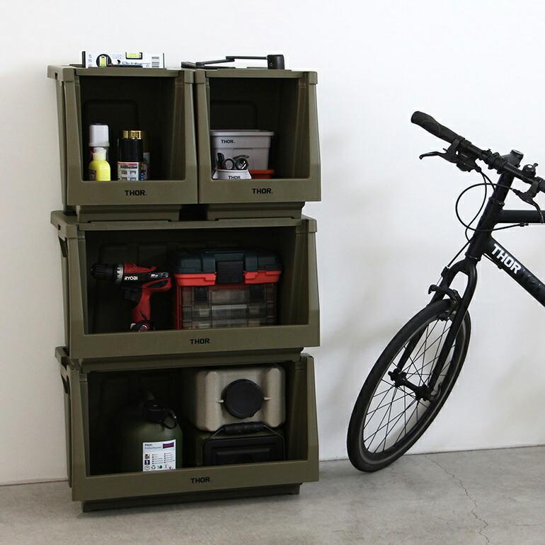 コンテナ 収納  カスタマイズ スタッキング シェルフ セット 扉 ハンドル付き THOR ソー Stacking Shelf Container 20L | THOR | 14