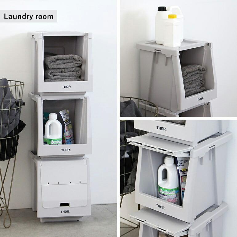 コンテナ 収納  カスタマイズ スタッキング シェルフ セット 扉 ハンドル付き THOR ソー Stacking Shelf Container 20L | THOR | 12