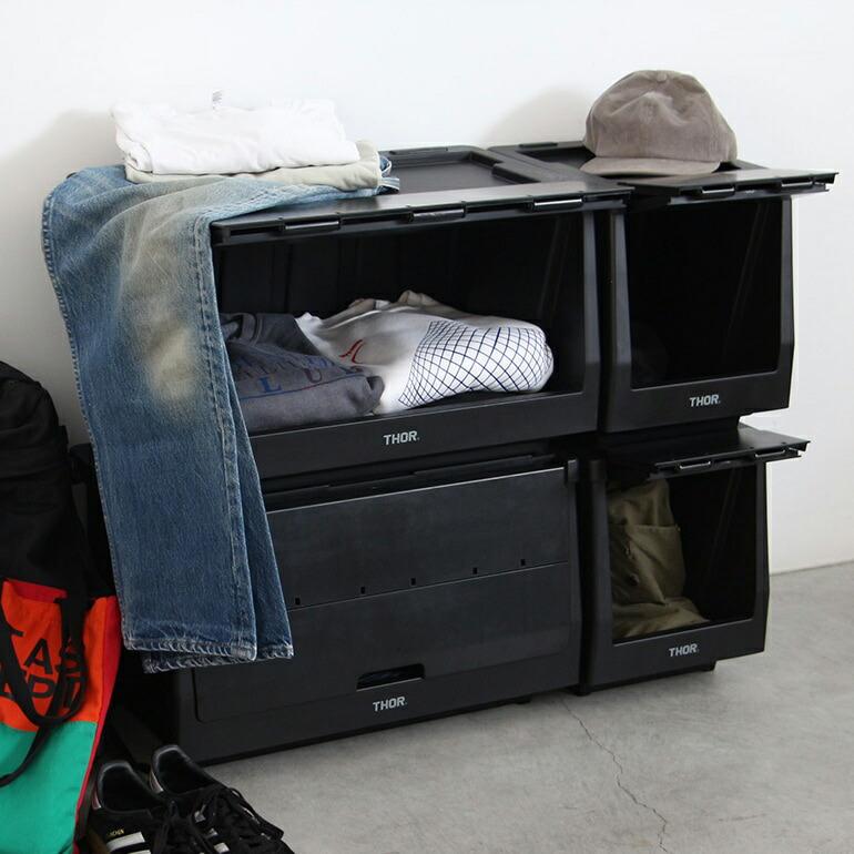 コンテナ 収納  カスタマイズ スタッキング シェルフ セット 扉 ハンドル付き THOR ソー Stacking Shelf Container 20L | THOR | 13