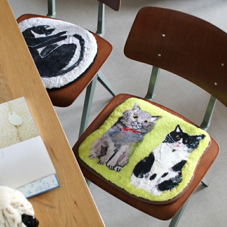 チェアパッド 椅子マット 座面マット ネコ 猫 低反発 ふわふわ 画家 Atelier KOTETSU アトリエコテツ | ブランド登録なし | 10