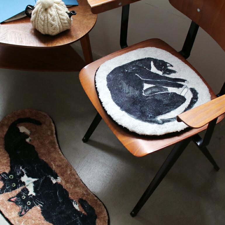 チェアパッド 椅子マット 座面マット ネコ 猫 低反発 ふわふわ 画家 Atelier KOTETSU アトリエコテツ | ブランド登録なし | 11