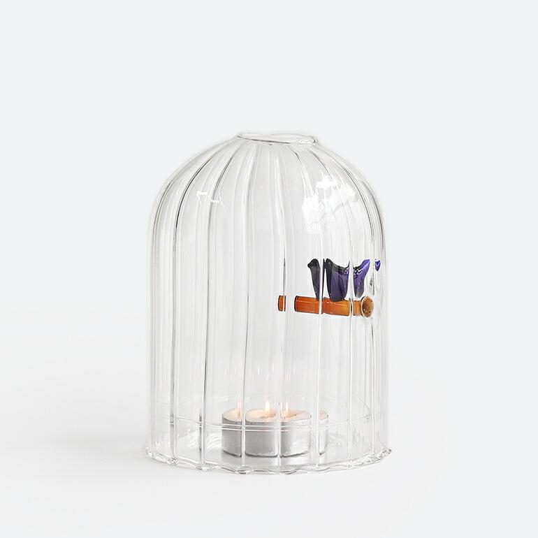 キャンドルホルダー ガラス 青い鳥 イタリア 手吹き ギフト