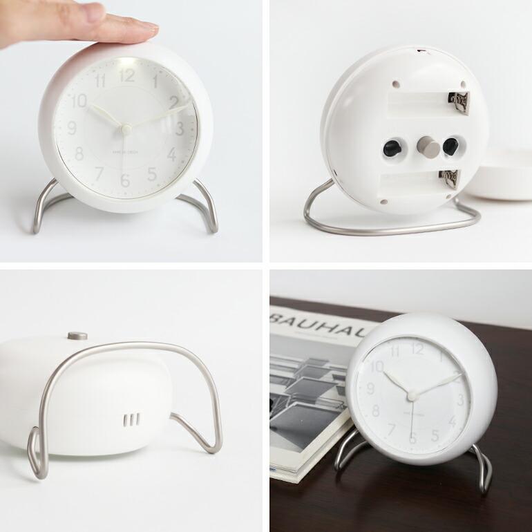アルネ ヤコブセン ホワイト 丸型 置時計 ARNE JACOBSEN（アルネ ヤコブセン） 時計 目覚まし アルネ ヤコブセン