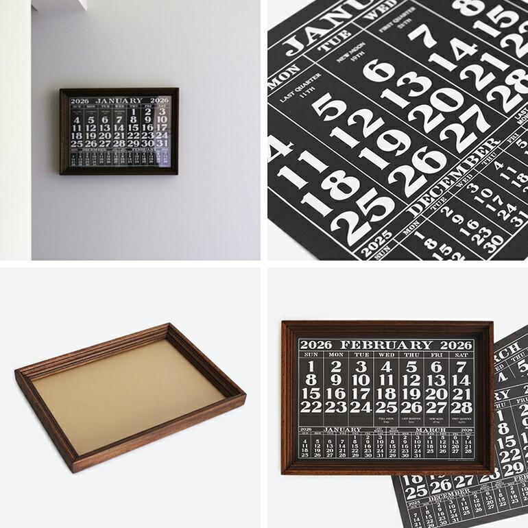 カレンダー 2026年 壁掛け ウッドフレームセット アメリカン