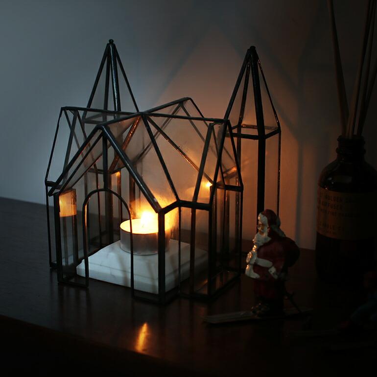 オブジェ ステンドグラス キャンドルホルダー ディスプレイ PUEBCO プエブコ ゴシック建築 おしゃれ STAINED GLASS GOTHIC HOUSE | PUEBCO | 01