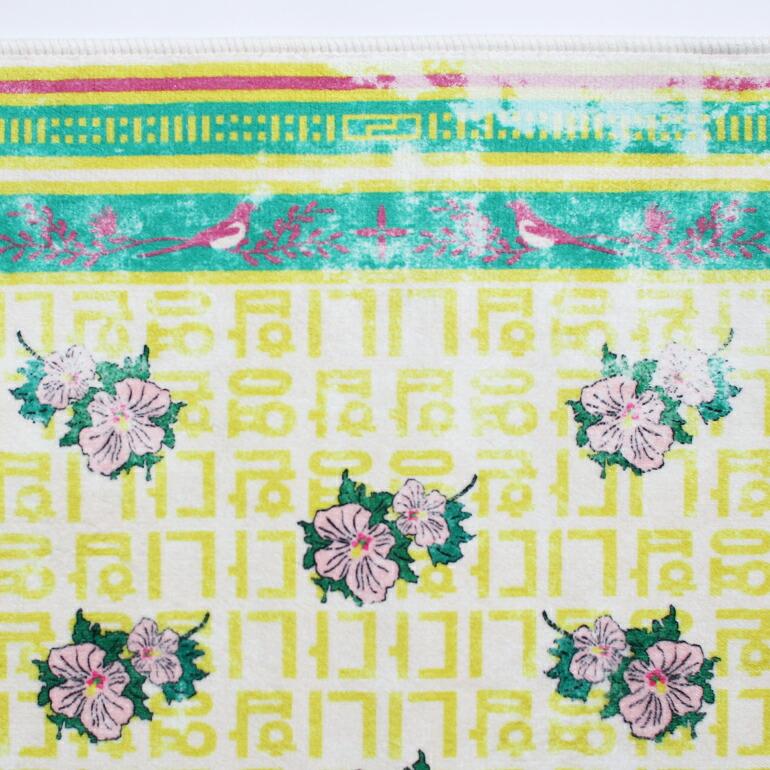 ラグ マット おしゃれ 小さめ 玄関 韓国 ムクゲ ヴィンテージ風 洗濯可 HERE ヒア Washable Rug "Hibiscus Syriacus" | ブランド登録なし | 04