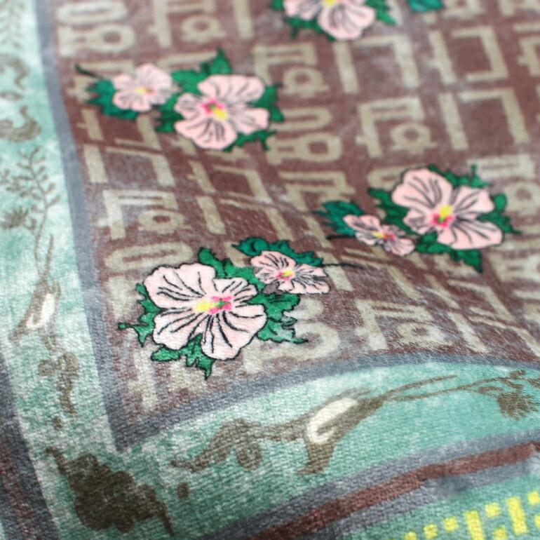 ラグ マット おしゃれ 小さめ 玄関 韓国 ムクゲ ヴィンテージ風 洗濯可 HERE ヒア Washable Rug "Hibiscus Syriacus" | ブランド登録なし | 09