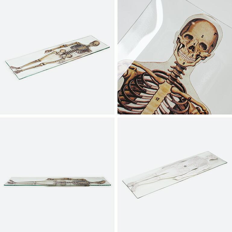 トレイ ガラス PUEBCO プエブコ スケルトン おしゃれ プリント インテリア PRINTED GLASS TRAY Skeleton | PUEBCO | 02