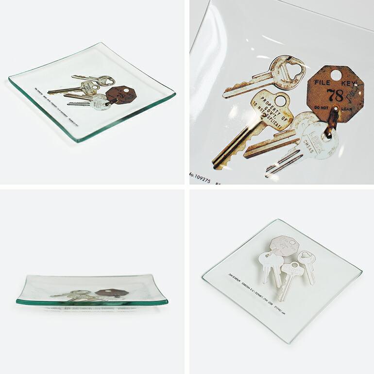 トレイ ガラス PUEBCO プエブコ キー 鍵 おしゃれ プリント インテリア PRINTED GLASS TRAY Key | PUEBCO | 02