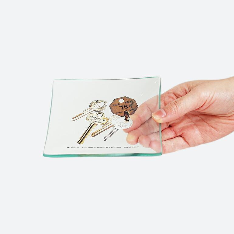 トレイ ガラス PUEBCO プエブコ キー 鍵 おしゃれ プリント インテリア PRINTED GLASS TRAY Key | PUEBCO | 03