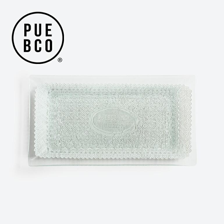 トレイ ガラス PUEBCO プエブコ レース おしゃれ プリント インテリア PRINTED GLASS TRAY Rectangle Lace | PUEBCO
