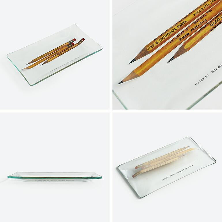 トレイ ガラス PUEBCO プエブコ 鉛筆 おしゃれ プリント インテリア PRINTED GLASS TRAY Pencil | PUEBCO | 02