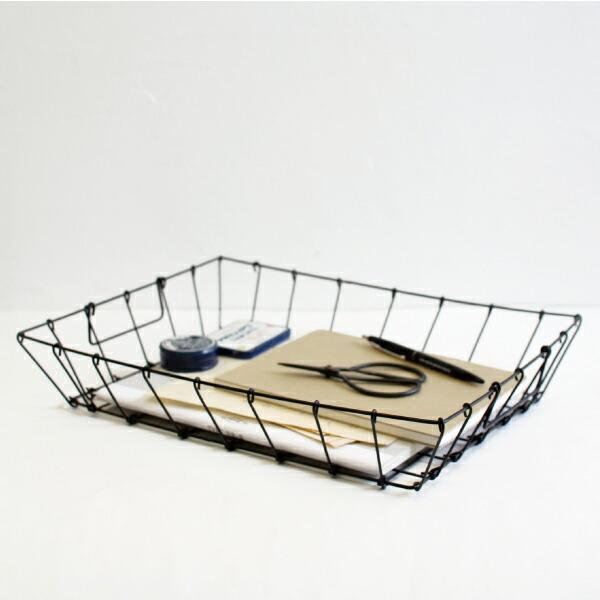 fog フォグ デスクバスケットM ワイヤーバスケット 持ち手付浅型 A4 整理 収納 インテリア | fog linen work