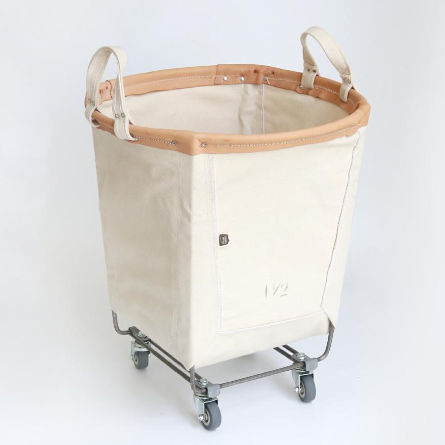 キャンバスバスケット かご 53L アメリカ キャスター STEELE CANVAS BASKET スチールキャンバス #186 1.5bu ホワイト×タン | Steele Canvas Basket | 02