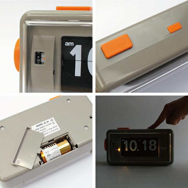 置時計 おしゃれ パタパタ時計 フリップクロック アラーム トゥエンコ TWEMCO AL-30 アラームテーブルクロック グレー | ブランド登録なし | 01