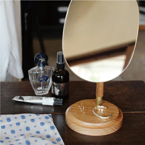鏡 卓上ミラー テーブルミラー スタンドミラー オーバル 円 角度調整 180度 木製 真鍮 クラスカ CLASKA LOULOU Table Mirror | CLASKA Gallery & Shop ”DO” | 02