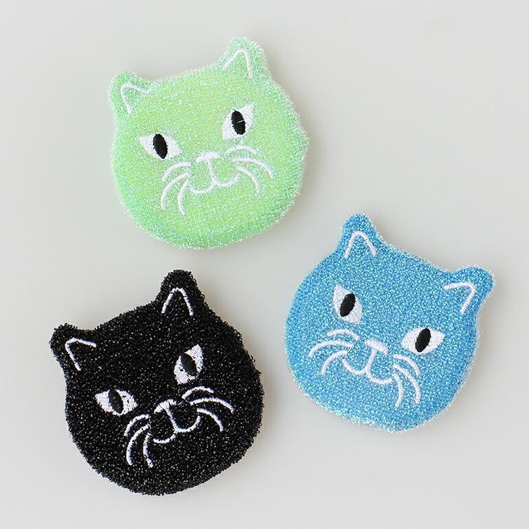 スポンジ 食器用 キッチン おしゃれ 3個セット ネコ 猫 キッカーランド KIKKERLAND KITTY SCRUB SPONGE | KIKKERLAND