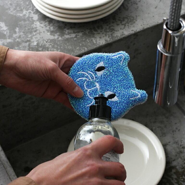 スポンジ 食器用 キッチン おしゃれ 3個セット ネコ 猫 キッカーランド KIKKERLAND KITTY SCRUB SPONGE | KIKKERLAND | 02
