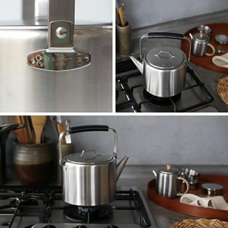 ケトル ポット やかん ストレート おしゃれ ステンレス 2L 日本製 シンプル ブラックピーマン 工房アイザワ | 工房アイザワ | 03