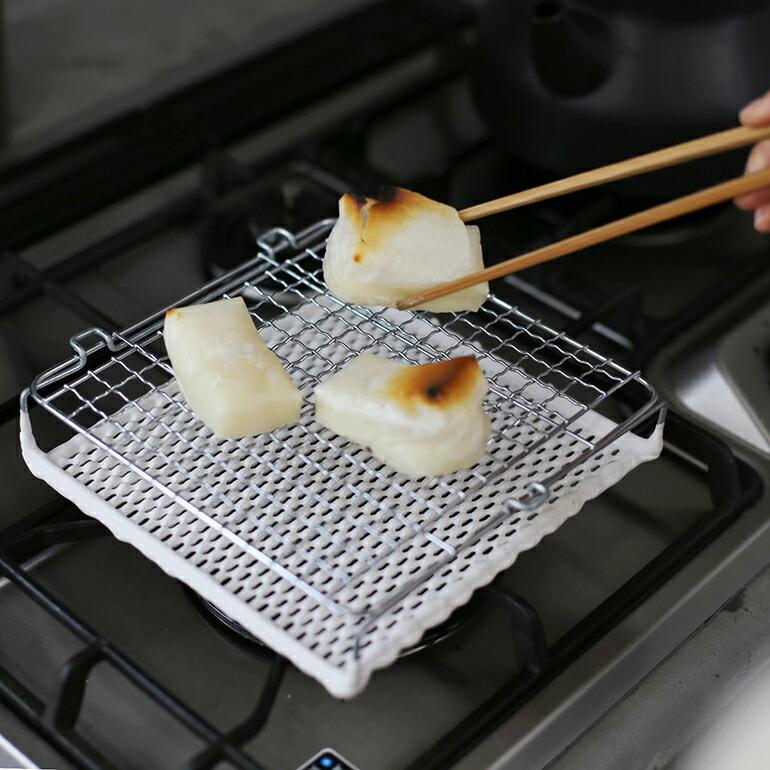 焼網 セラミック トースト 餅 炭火焼感覚 もっちり 遠赤外線 ガスコンロ専用 200mm×200mm | ブランド登録なし | 03