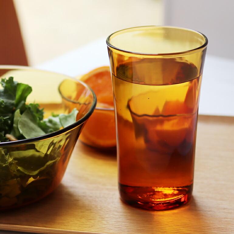 タンブラー ガラス グラス コップ アンバーカラー レトロ 強化ガラス 電子レンジ対応 フランス製 DURALEX デュラレックス アンバー280cc | DURALEX