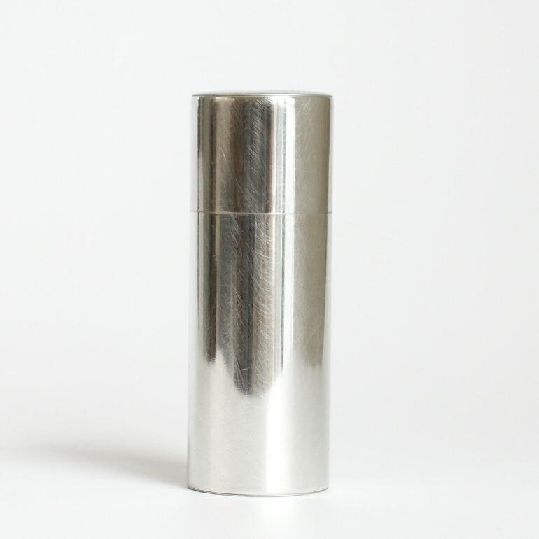 ブリキ缶 小物入れ 茶筒 ティー缶 コーヒー缶 シルバー 整理 収納 インテリア 日本製 職人手作り SyuRo シュロ 丸缶 細長 | SyuRo