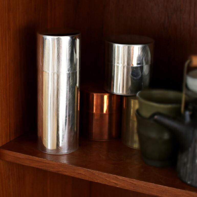 ブリキ缶 小物入れ 茶筒 ティー缶 コーヒー缶 シルバー 整理 収納 インテリア 日本製 職人手作り SyuRo シュロ 丸缶 細長 | SyuRo | 02