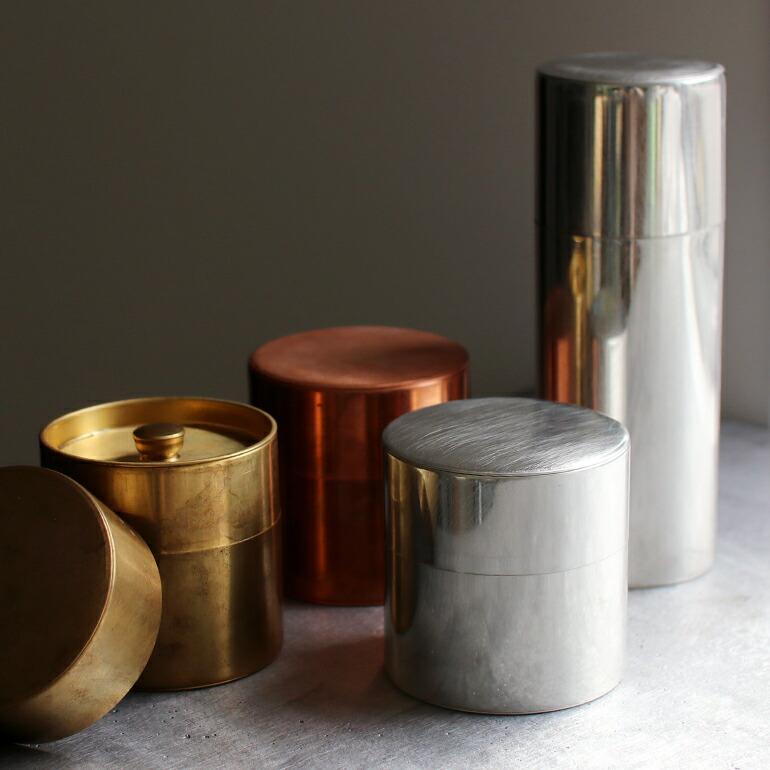 ブリキ缶 小物入れ 茶筒 ティー缶 コーヒー缶 シルバー 整理 収納 インテリア 日本製 職人手作り SyuRo シュロ 丸缶 細長 | SyuRo | 03