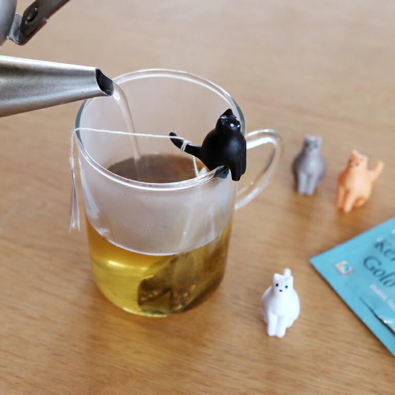 ティーバッグホルダー ネコ 猫 フィギュア ドリンク カップ KIKKERLAND キッカーランド Cat Tea Bag Holders 4個セット | KIKKERLAND | 03