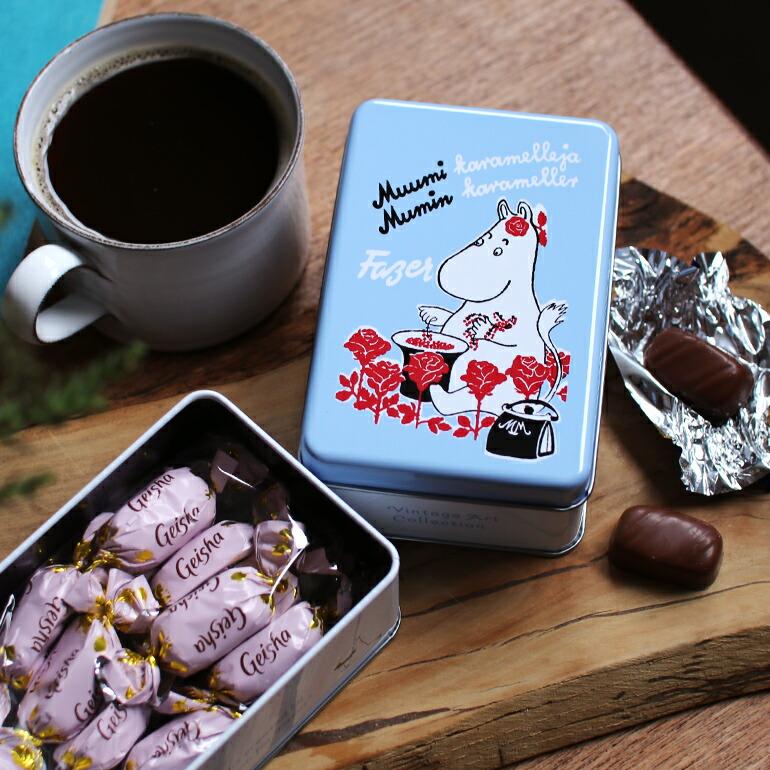ミルクチョコ ムーミン 缶入り プラリネ フィンランド バレンタイン プレゼント 贈り物 輸入菓子 Fazer ファッツェル ムーミンママ缶 ゲイシャ 10粒入り | ブランド登録なし | 04