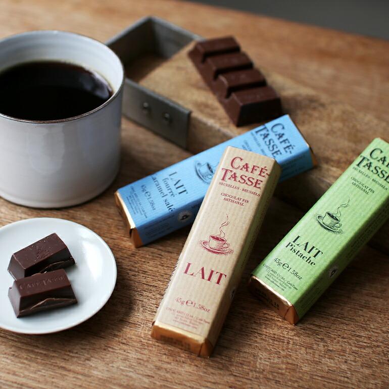 チョコレート ベルギー ギフト ミルクチョコ フレーバーチョコ Cafe-Tasse カフェタッセ 45g  バータイプ | CAFE-TASSE | 01